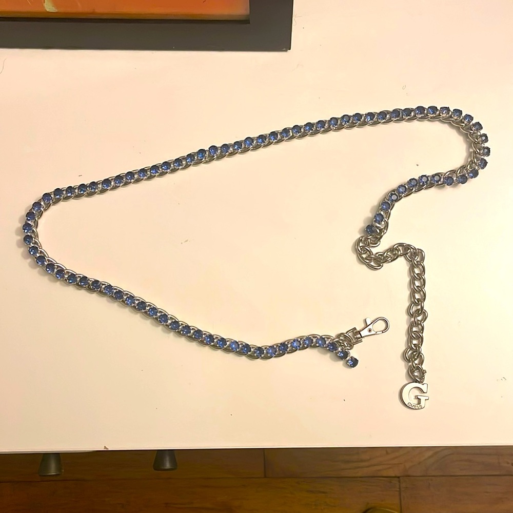 Guess Chain Belt with blue crystal stone (sapphire color)